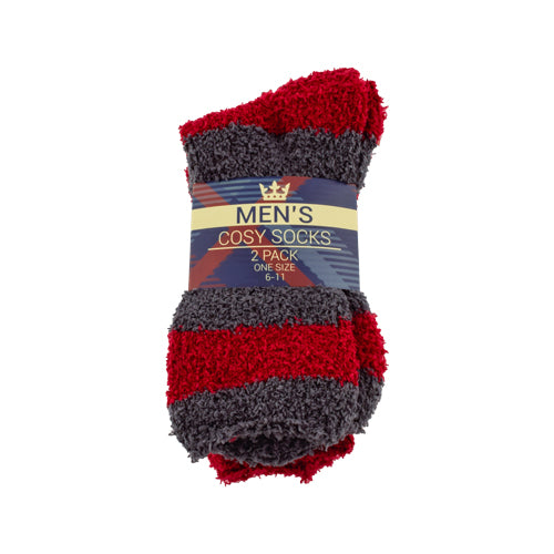 Men's Snuggle Socks 2-Pack One Size 6-11 Assorted Colours Snuggle Socks FabFinds Red & Grey  