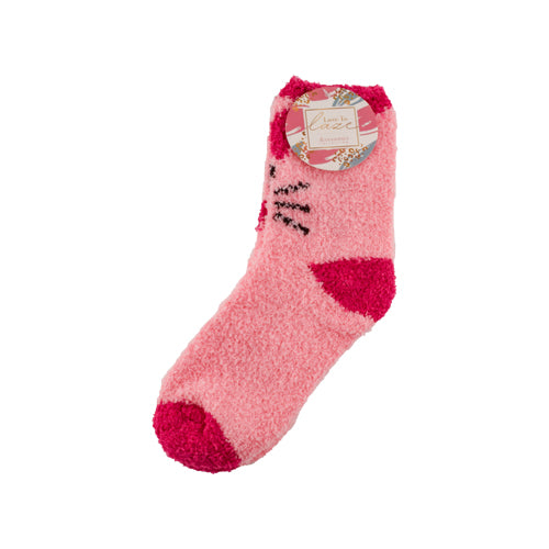 Love To Laze Pink Rabbit Ladies Snuggle Socks One Size Socks & Snuggle Socks FabFinds   