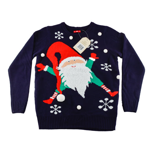 Ladies Navy Santa Christmas Jumper Assorted Sizes christmas FabFinds Small  
