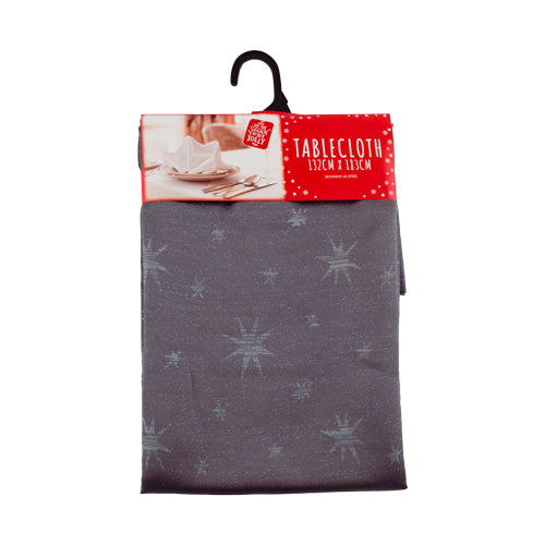 Festive Star Tablecloth 132cm x 183cm Christmas Tableware FabFinds Grey  