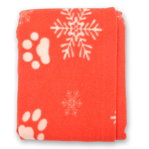 Paws Behavin' Badly Soft & Cosy Snowflake Blanket 70cm x 73cm Petcare FabFinds Red  