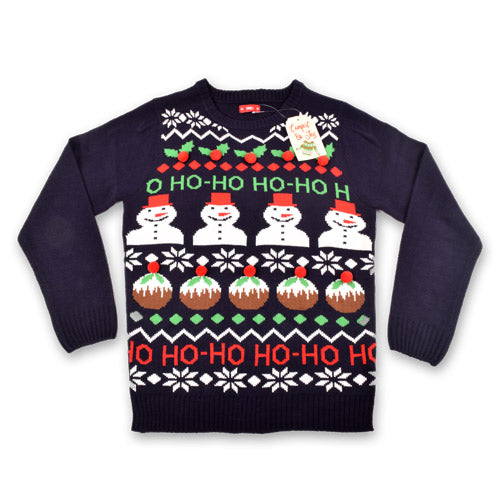Men's Navy Snowman Christmas Jumper Assorted Sizes christmas FabFinds Small  