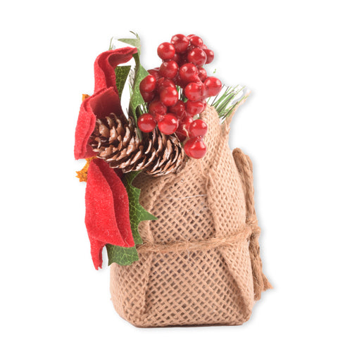 Artificial Christmas Plant in Jute Assorted Designs Christmas Garlands, Wreaths & Floristry Snow White Red Flower  