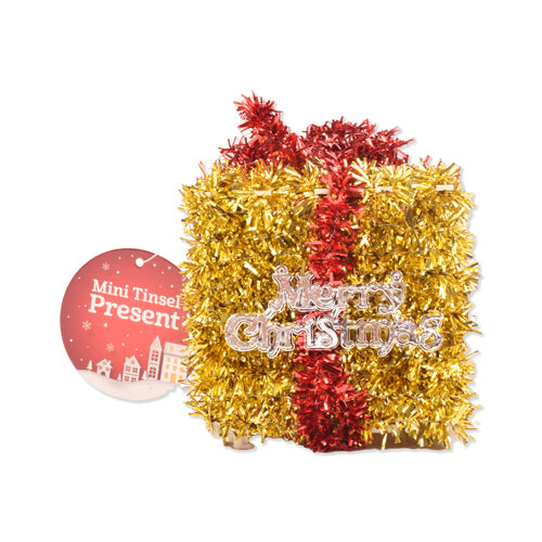 Mini Tinsel Present Christmas Decoration Assorted Colours Christmas Decoration FabFinds   