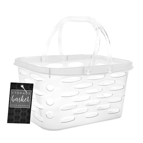 Plastic Storage Baskets With Handles Assorted Colours Storage Baskets FabFinds Clear  