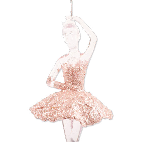 Clear & Rose Gold Ballerina Christmas Decoration Christmas Decorations Snow White   