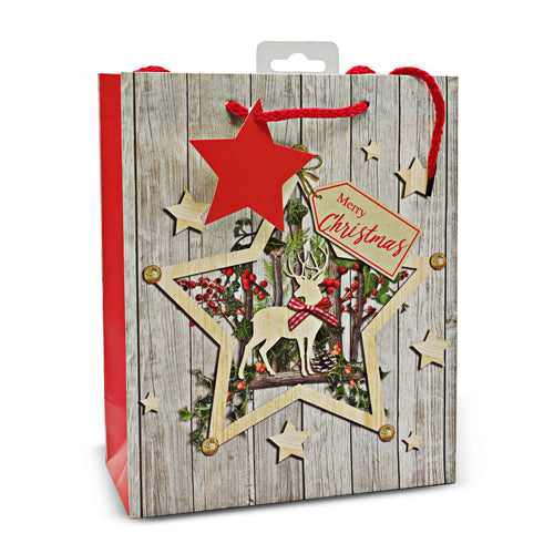 Medium Christmas Star and Reindeer Gift Bag Christmas Gift Bags & Boxes FabFinds   