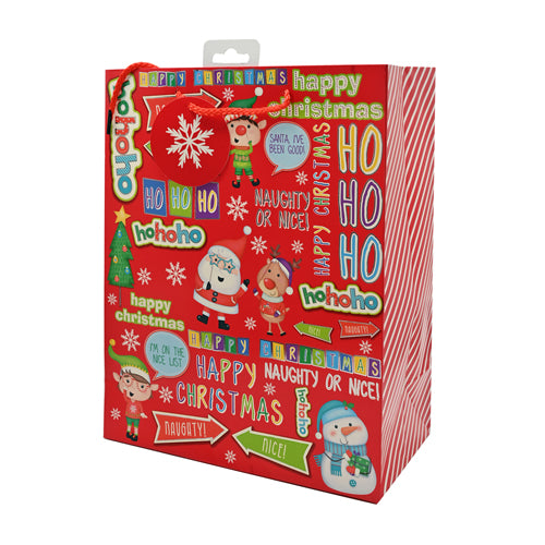 Christmas Character with Text Kids Gift Bag Large Christmas Gift Bags & Boxes FabFinds   