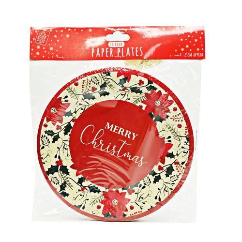 Traditional Christmas Paper Plates 20 Pk Christmas Tableware FabFinds   