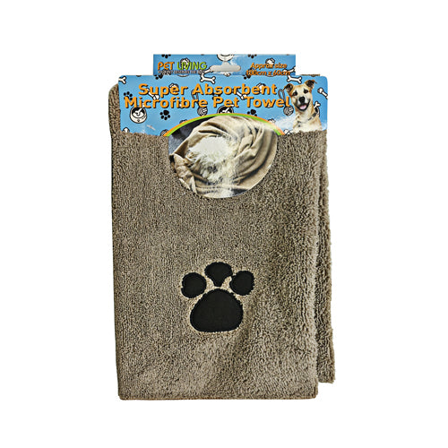 Super Absorbent Microfibre Pet Towel Assorted Colours 100cm x 60cm Petcare Pet Living Light Brown  