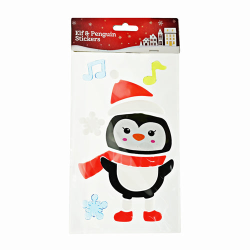 Elf and Penguin Gel Stickers Assorted Styles Christmas Decorations FabFinds Penguin  