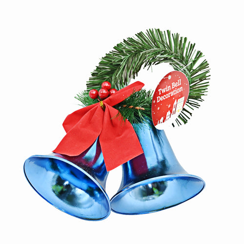 Hanging Christmas Twin Bell Berries Christmas Baubles, Ornaments & Tinsel FabFinds Blue  