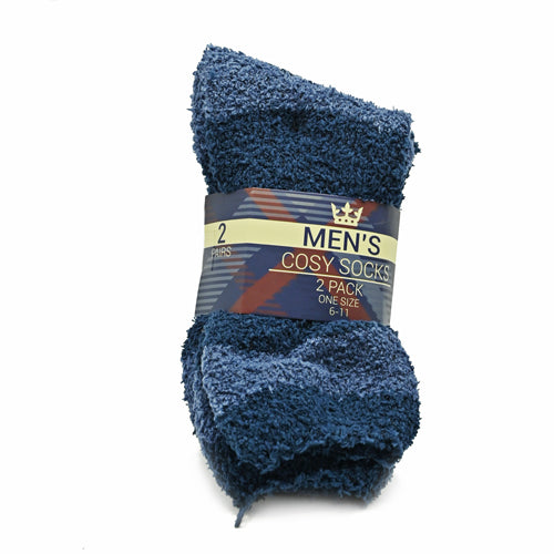 Men's Snuggle Socks 2-Pack One Size 6-11 Assorted Colours Snuggle Socks FabFinds Navy Blue  
