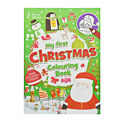Extra Large My First Christmas Colouring Book Christmas Accessories Snow White Green  