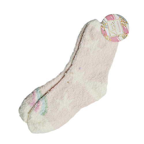 Love To Laze Ladies Pastel Pink Snuggle Socks Assorted Styles Socks & Snuggle Socks FabFinds Stars  