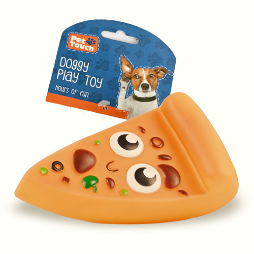 Smiley Takeaway Food Squeaky Dog Toy Assorted Designs Dog Toys Pet Touch Smiley Pizza Slice  