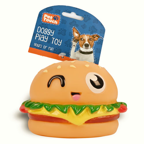 Squeaky Tasty Treats Dog Toys Assorted Designs Dog Toys Pet Touch Cheeky Hamburger  