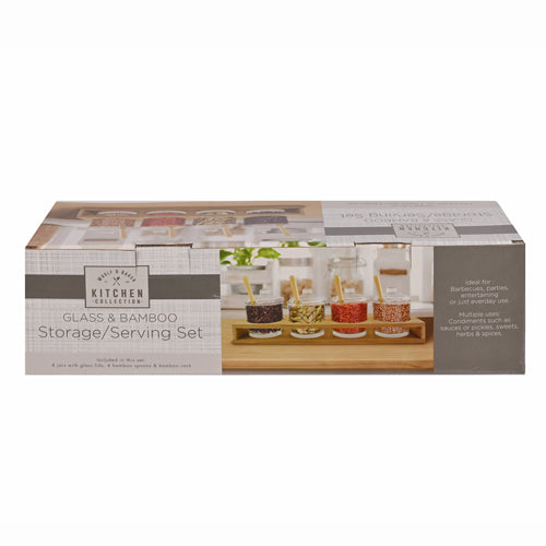 Woolf & Baker Glass & Bamboo 4 Piece Storage/Serving Set Kitchen Accessories Woolf & Baker   