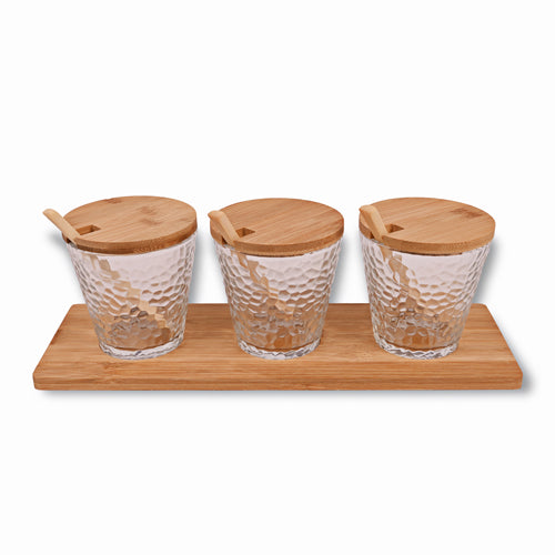 Woolf & Baker Glass & Bamboo Lid 3 Piece Storage/Serving Set Kitchen Accessories Woolf & Baker   