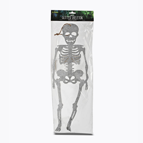 Halloween Hanging Glitter Skeleton Decoration Assorted Colours L51cm Halloween Decorations FabFinds Silver  