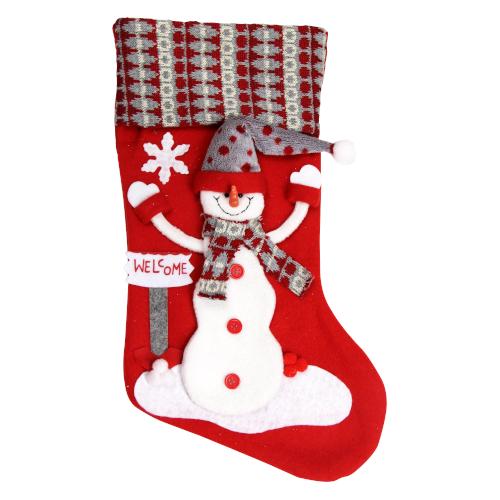 Welcome Snowman Christmas Deluxe Stocking 19" Christmas Stockings FabFinds   