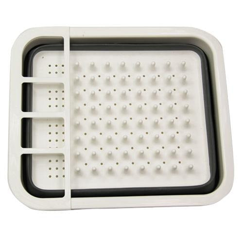 Collapsible Dish Drainer Grey & White Kitchen Accessories Lumino   