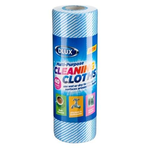 Dlux Multipurpose Cleaning Cloths Roll 40 Sheets Cloths, Sponges & Scourers Dlux   