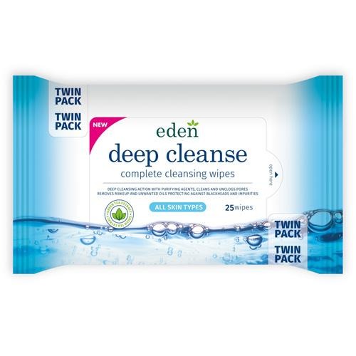 Eden Deep Cleanse Complete Cleansing Wipes 2x25 Wipes Face Wipes Eden   