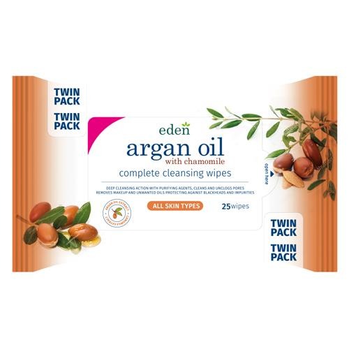 Eden Argan Oil Complete Cleansing Face Wipes 2x25 Wipes Face Wipes Eden   