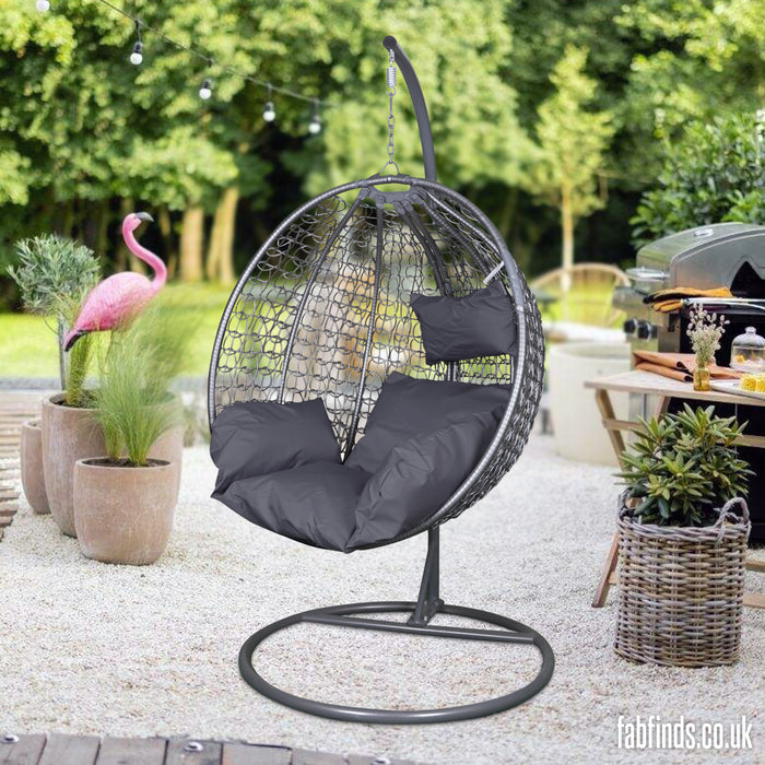 Orlando Grey Hanging Egg Chair 193cm - FabFinds