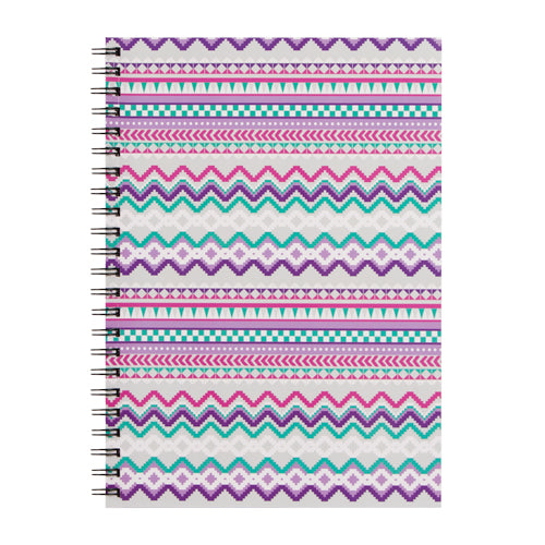 A4 Wiro Bound Lined Patterned Notebook Notebooks & Notepads FabFinds Zigzag  