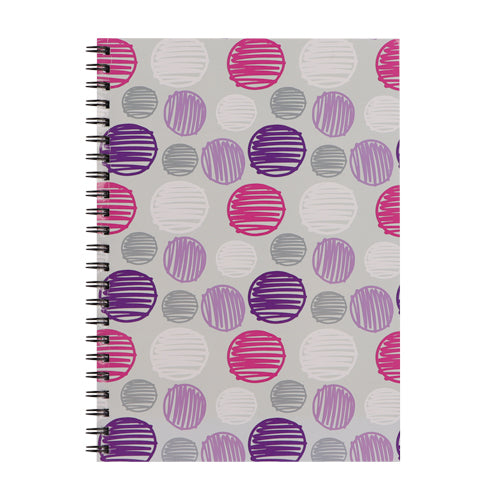 A4 Wiro Bound Lined Patterned Notebook Notebooks & Notepads FabFinds Spotty  