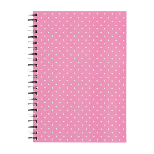 A4 Wiro Bound Lined Patterned Notebook Notebooks & Notepads FabFinds Pink Spotty  