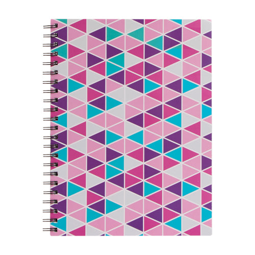 A4 Wiro Bound Lined Patterned Notebook Notebooks & Notepads FabFinds Triangles  