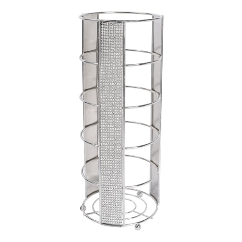 Chrome Diamante Free Standing Toilet Roll Holder Bathroom Storage Home Collection   