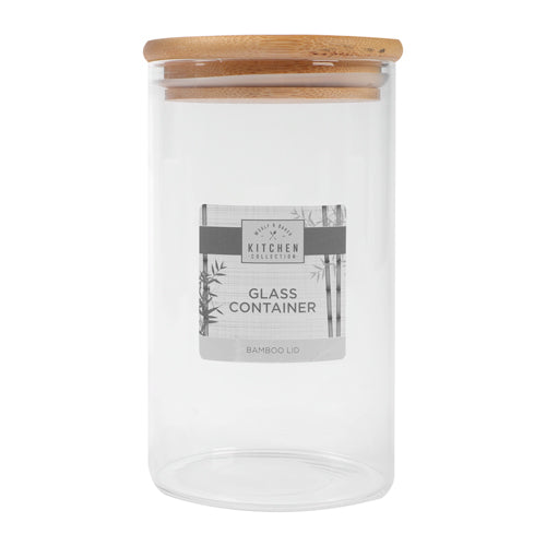 Glass Container Jar With Bamboo Lid 85 x 150mm Food Storage Containers woolf & baker   