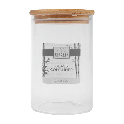 Glass Container Jar With Bamboo Lid 100 x 150mm Food Storage Containers woolf & baker   
