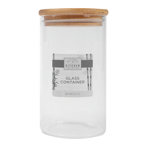 Glass Container Jar With Bamboo Lid 100 x 180mm Food Storage Containers woolf & baker   