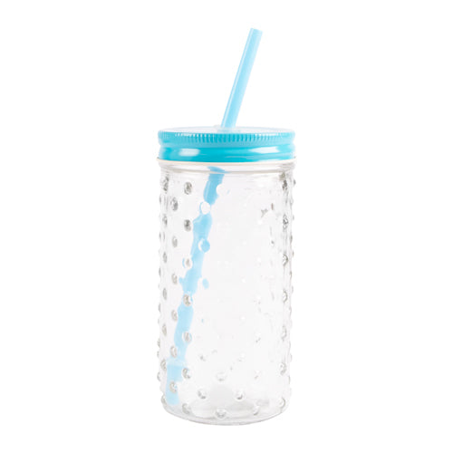 Bubble Mason Glass Jars Assorted Colours Drinkware FabFinds Blue  