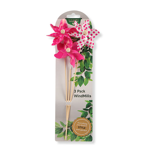 For The Love Of Gardening Mini Windmills 3 Pk Garden Accessories for the love of gardening Pink  