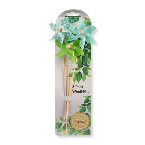 For The Love Of Gardening Mini Windmills 3 Pk Garden Accessories for the love of gardening Light blue & green  