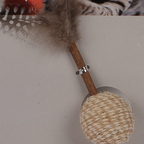 Wooden Stick and Feather Natural Cat Play Toy Cat Toys Pet Touch   