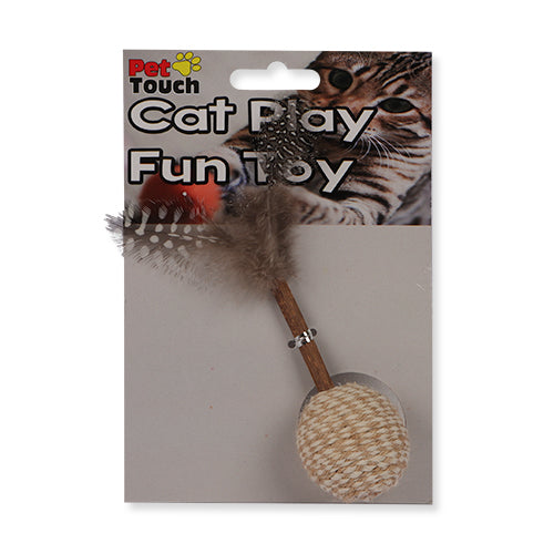 Wooden Stick and Feather Natural Cat Play Toy Cat Toys Pet Touch   