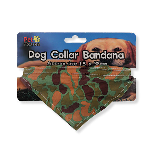 Pet Touch Dog Collar Camouflage Bandana Assorted Designs Dog Accessories Pet Touch Green and Brown  