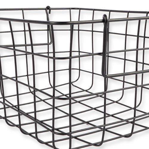 Black Wire Storage Basket With Handles 33cm Storage Baskets FabFinds   