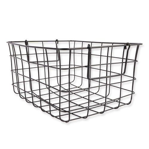 Black Wire Storage Basket With Handles 33cm Storage Baskets FabFinds   