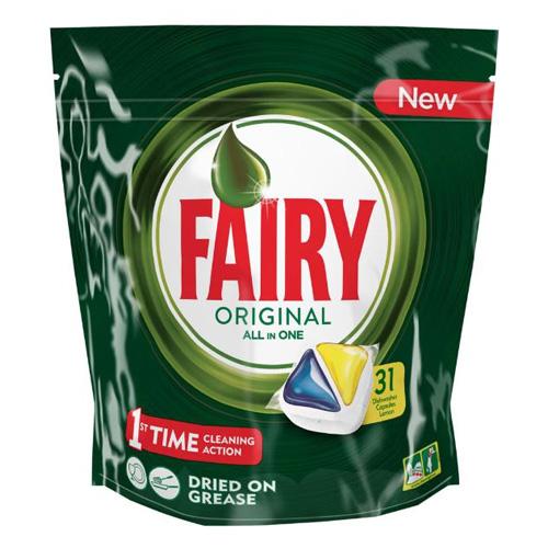 Fairy Original All In One Lemon Dishwasher Tablets 31 Pack Dishwasher Tablets & Rinse Aids Fairy   