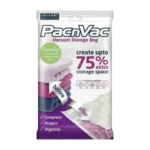 Laundry Essentials Pac n Vac Vacuum Storage Bag Family Pack Laundry - Accessories Laundry Essentials   