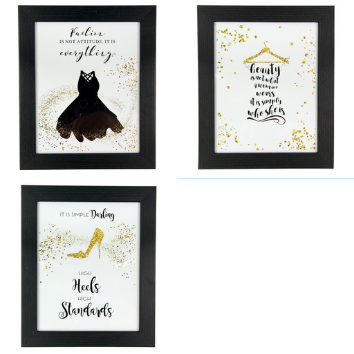 Fashion Beauty Quote Framed Wall Art Home Decoration fabfinds Set of 3  
