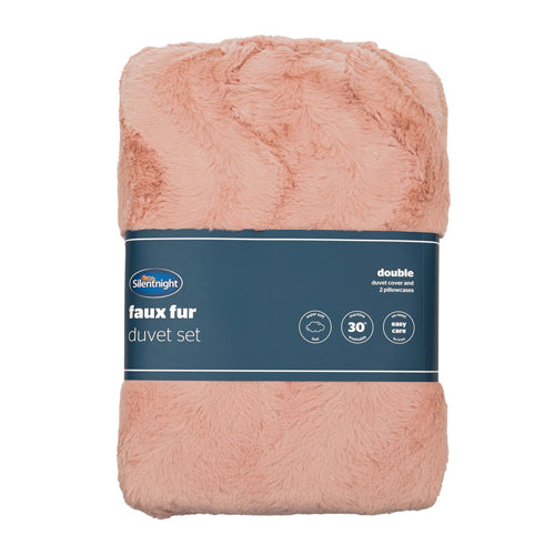 Silentnight Blush Pink Faux Fur Duvet Set Assorted Sizes Duvets Silentnight   